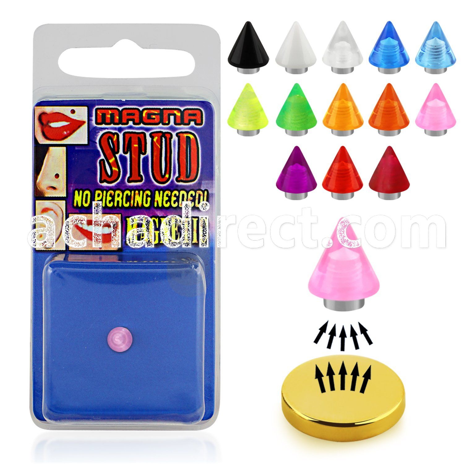 mgvcn5 5mm uv acrylic cone magna stud with magnet backing