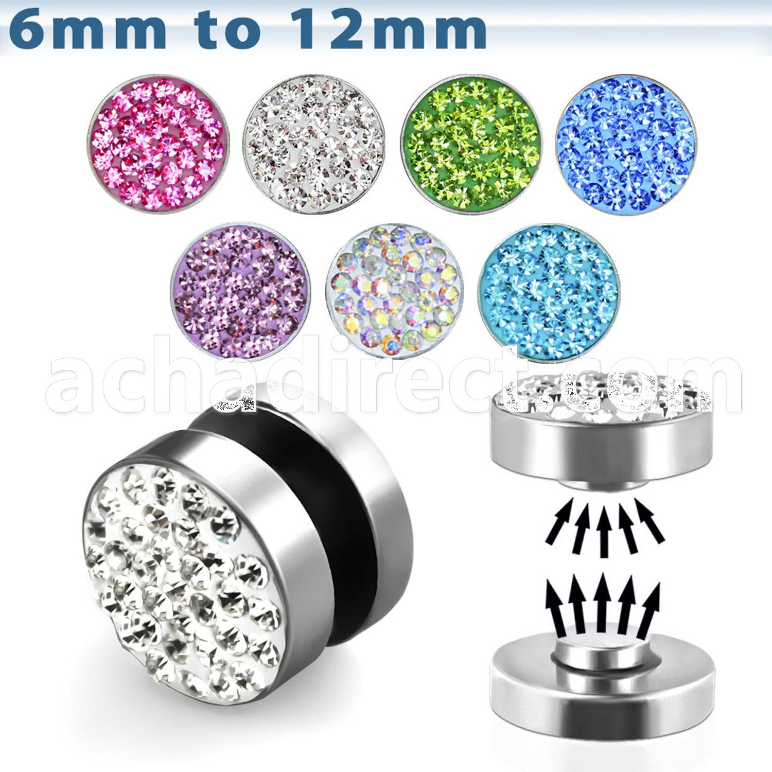 mpmc 316l steel magnetic fake plug w ferido top steel back