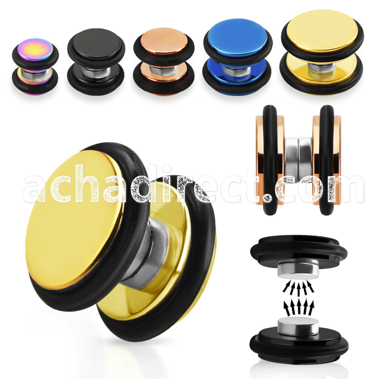 mptr anodized 316l steel magnetic fake plug with o rings