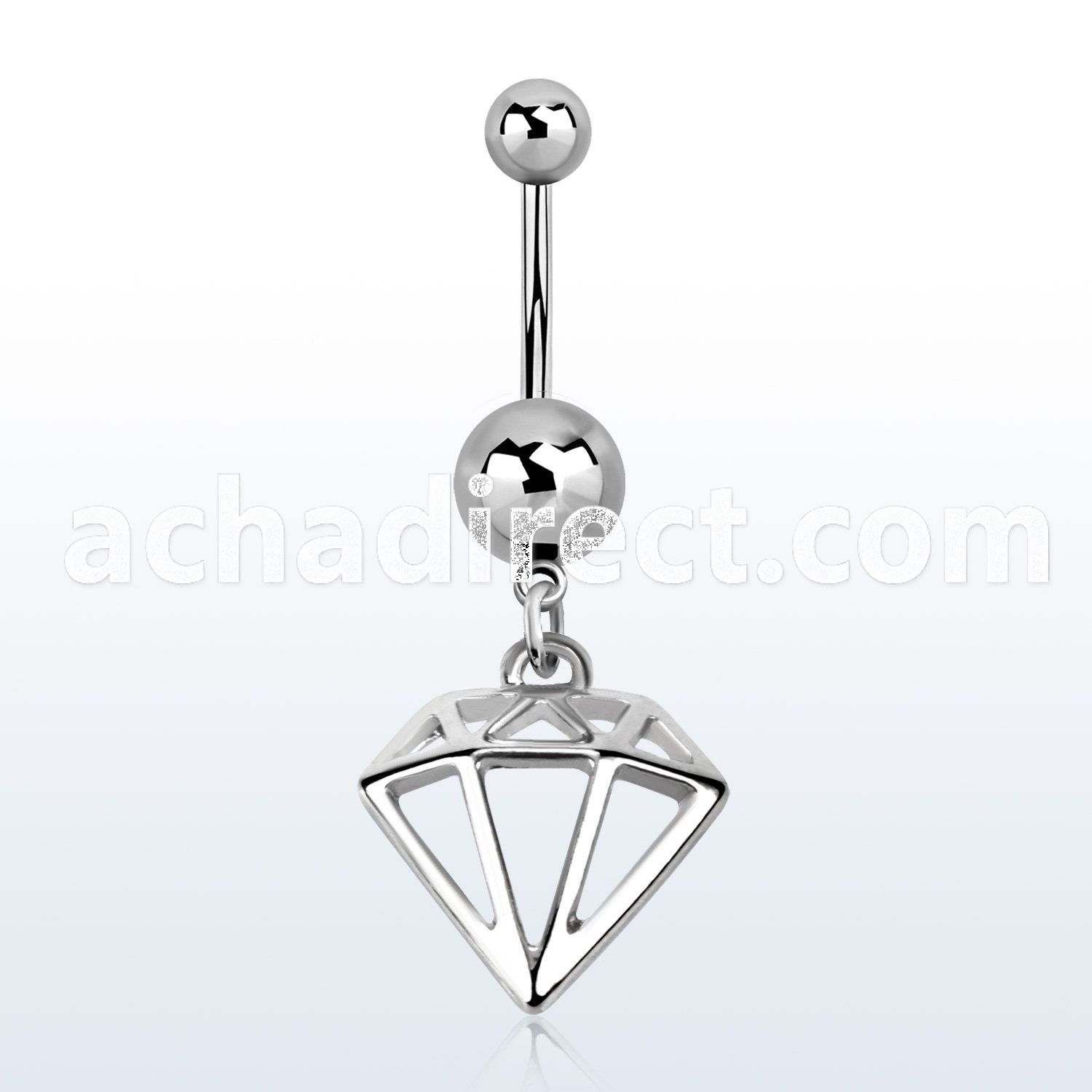 msd575 316l steel belly banana w a diamond shaped dangling