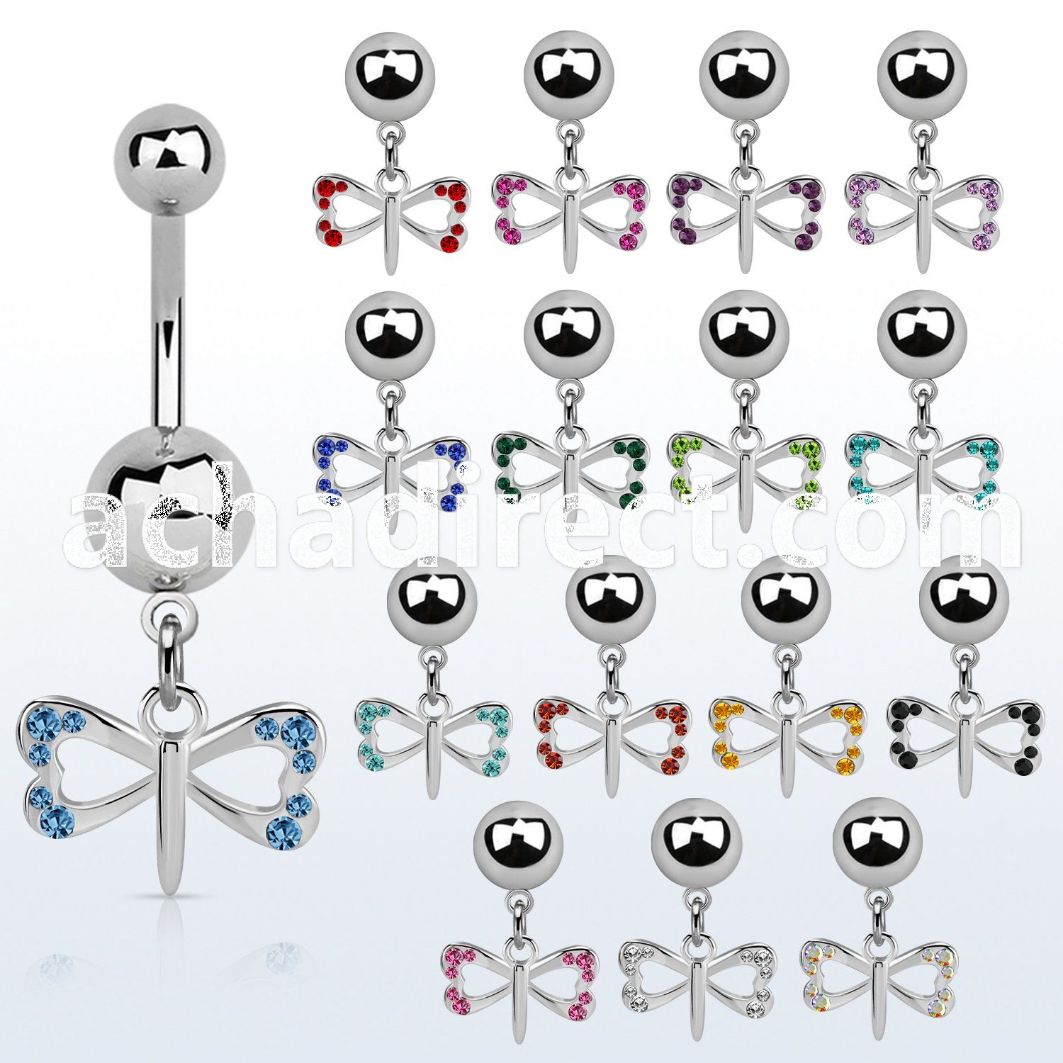 msd761 steel belly banana 14g w 5 & 8mm plain ball w dragonfly