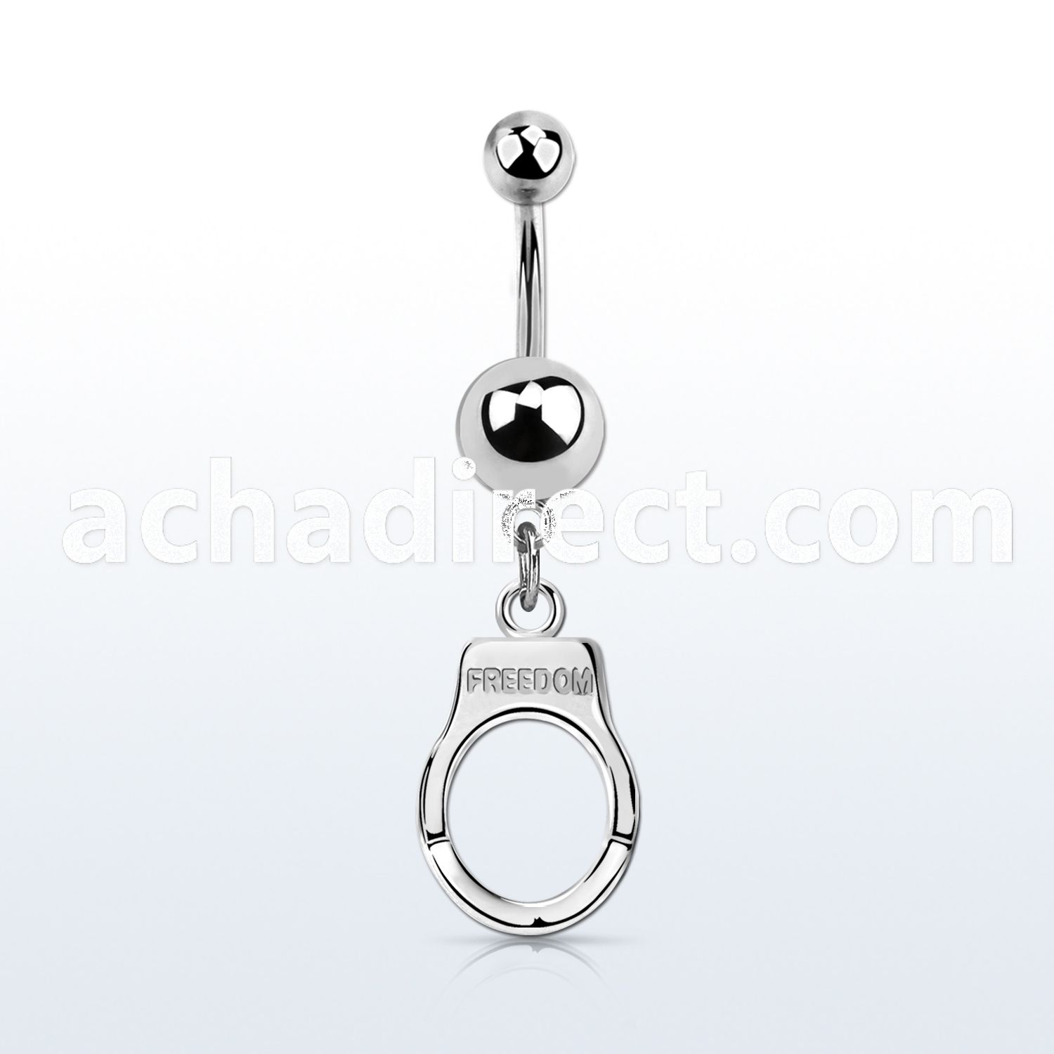 msd765 316l steel belly banana w dangling handcuff 