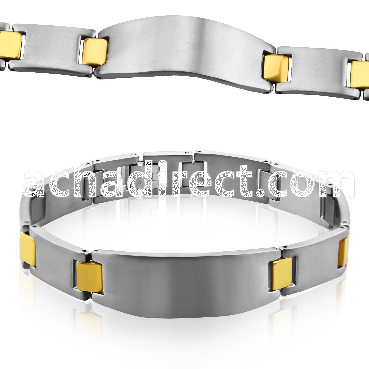 mtb2 titanium g23 bracelet with nameplate gold hinge links