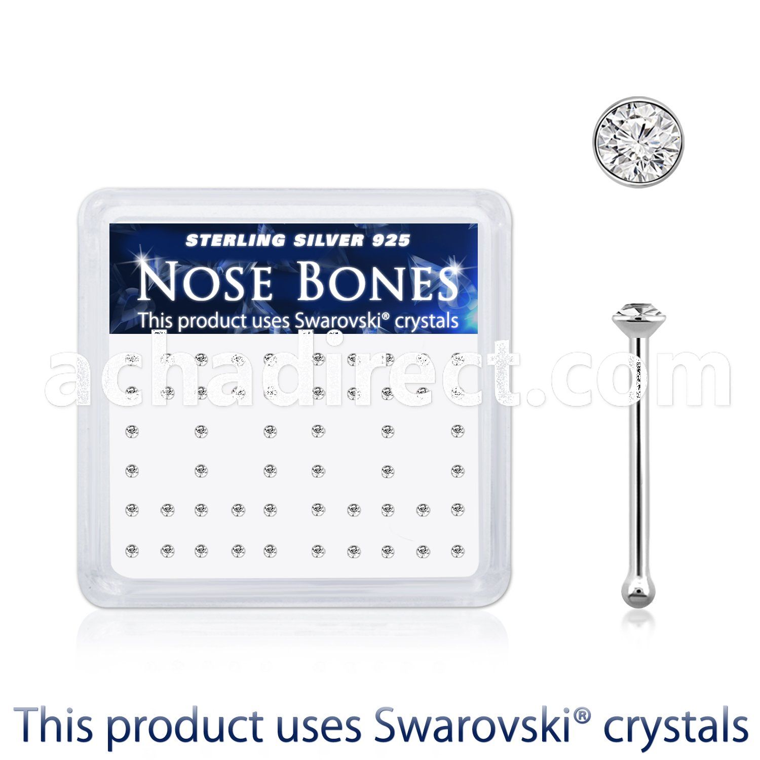 nb9cxsw 925 silver nose bones swarovski crystal