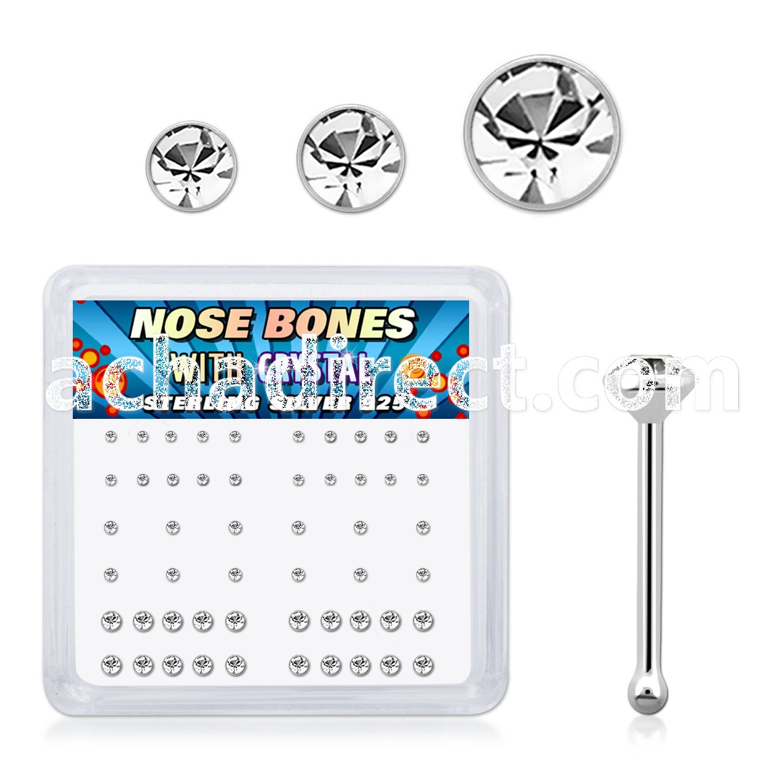 nbbxmc2 silver nose bones clear