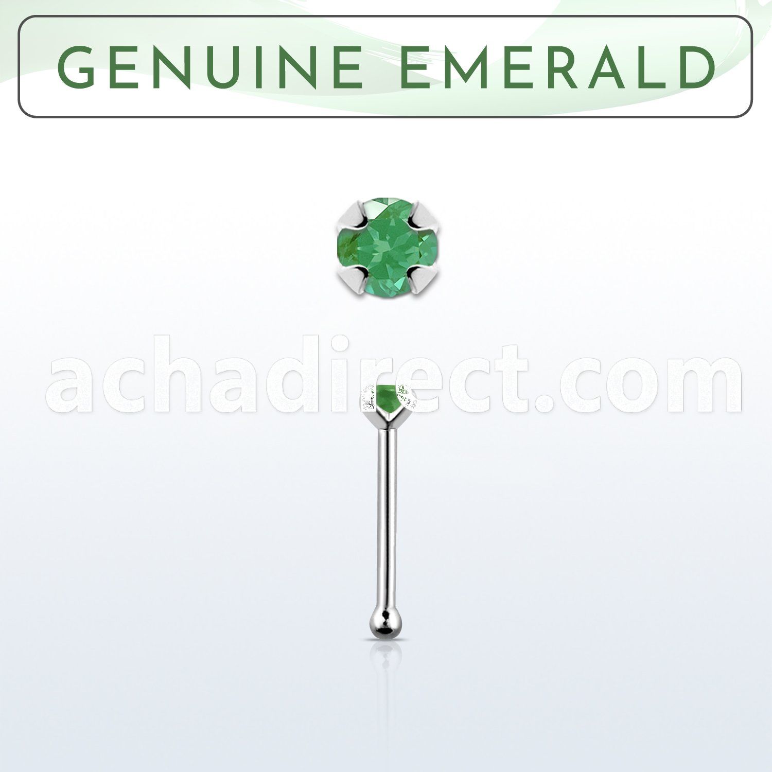 nbpge10 925 silver nose bone w a emerald stone