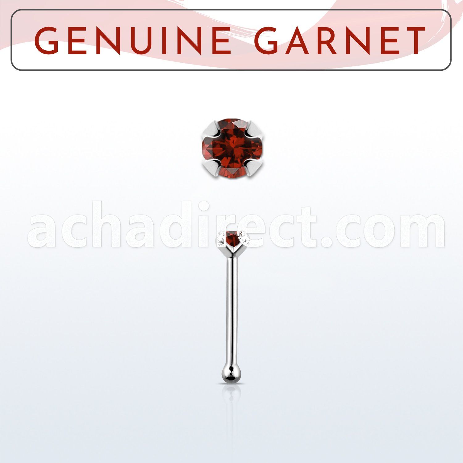 nbpge2 925 silver nose bone w a garnet stone