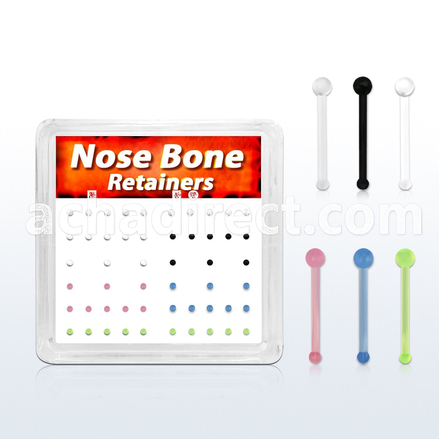 nbrtabx box w 52 flexible nose bone retainer ball shaped tops