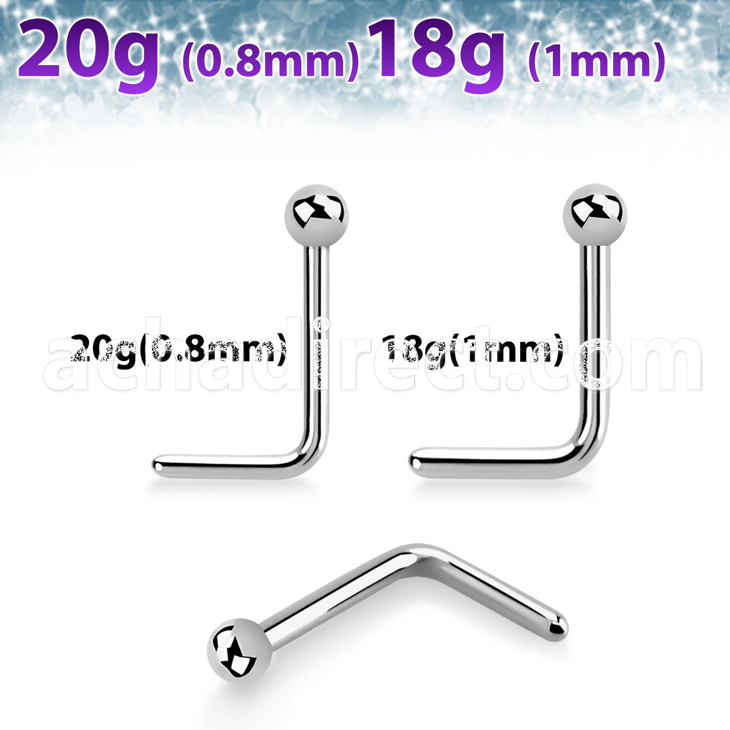 nlb 316l steel nose stud 2mm ball