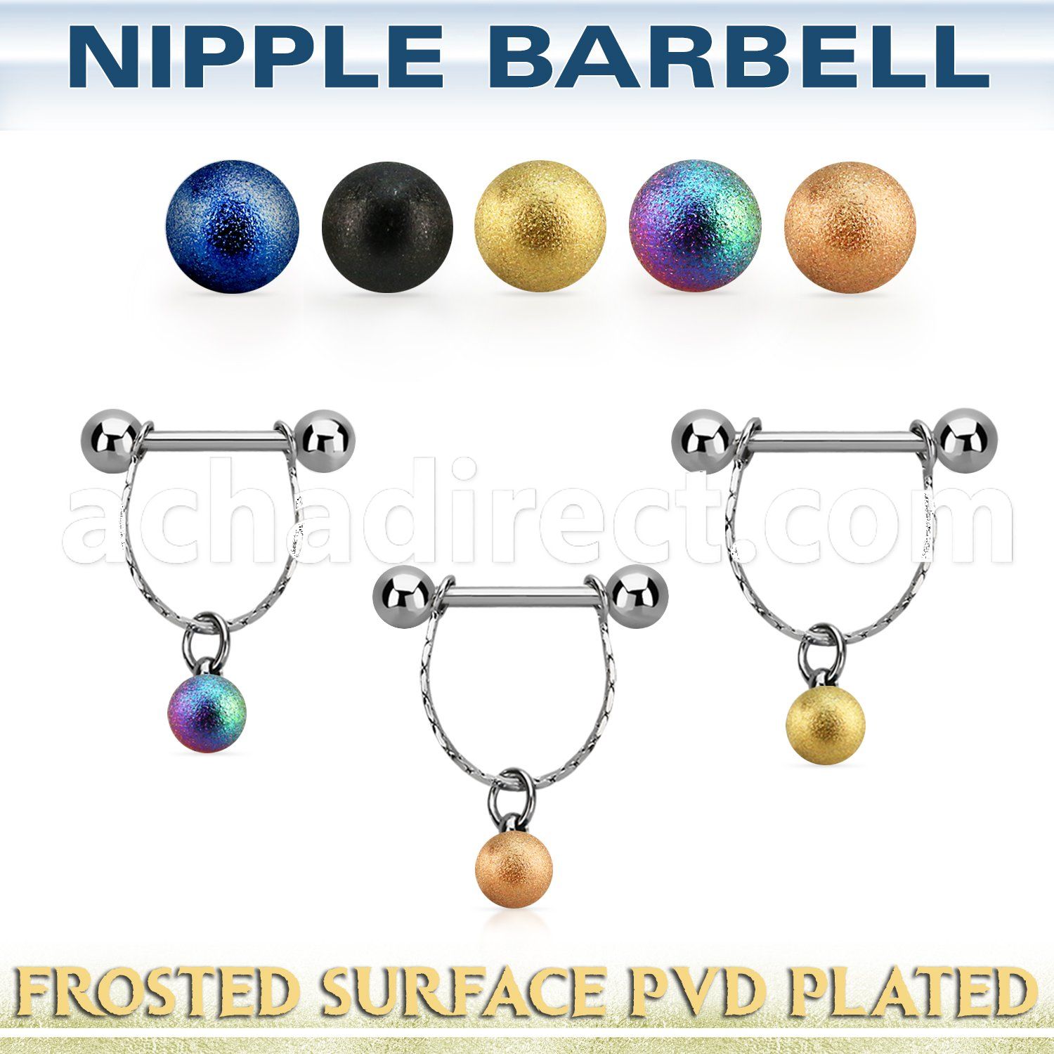 npdl28 steel nipple barbell w chain plated frosted steel ball