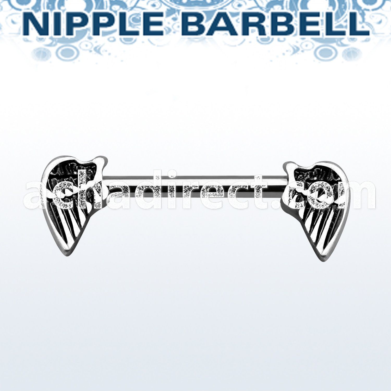 npsh16 surgical steel nipple barbell w small wings on both side