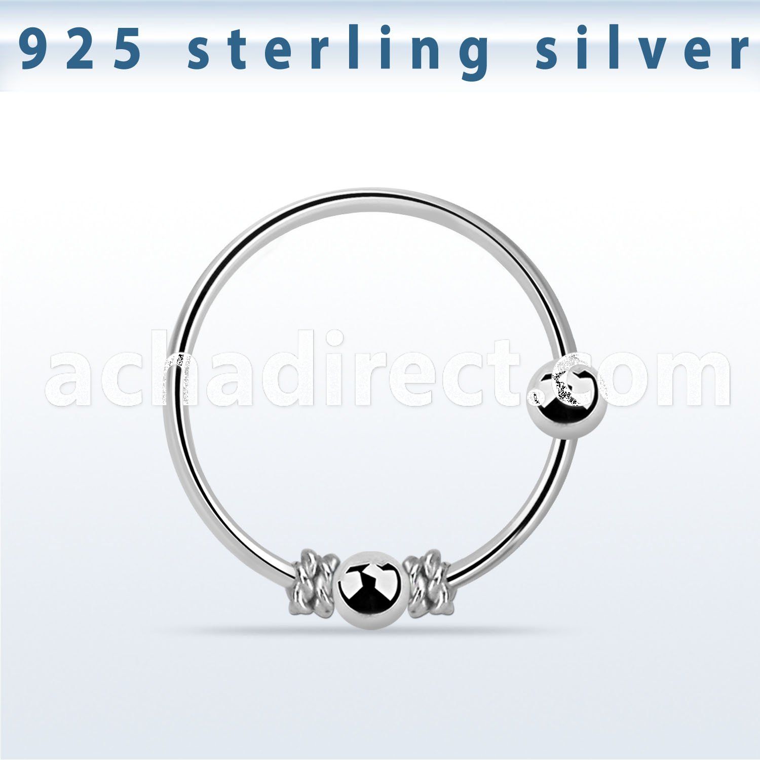 nr11 silver nose hoop with wire design and 2mm fixed ball