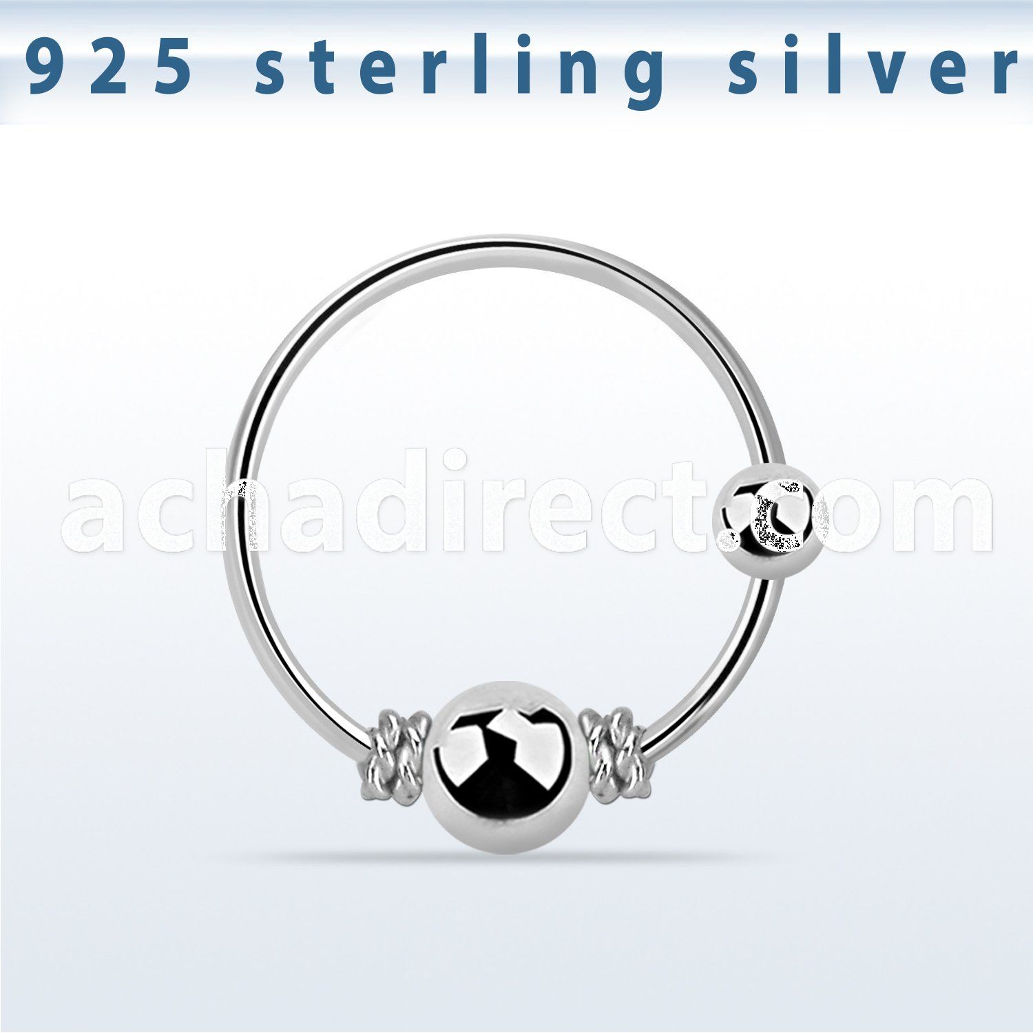 nr17 silver nose hoop with wire design 3mm fixed ball