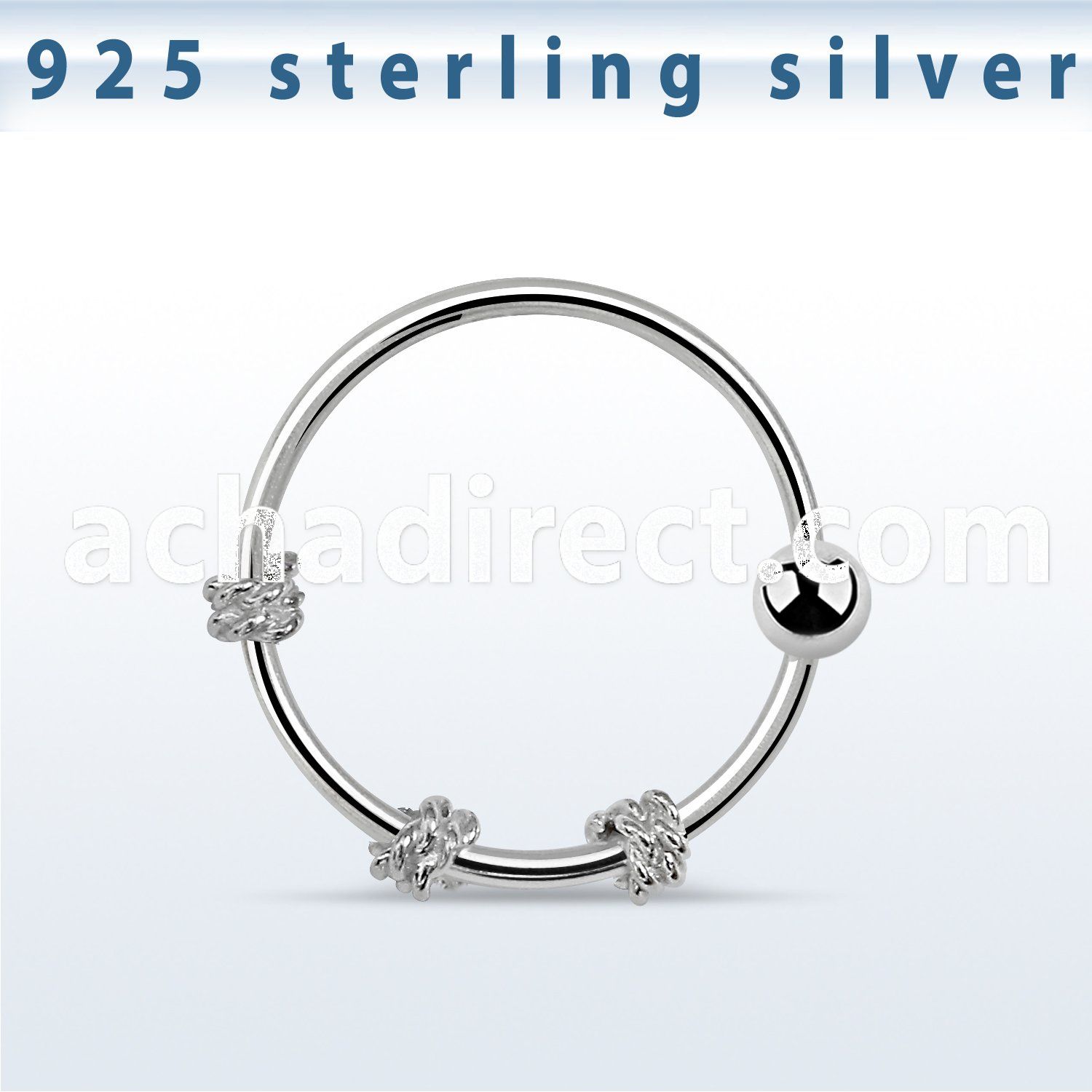 nr27 sterling silver nose hoop with twisted wire design