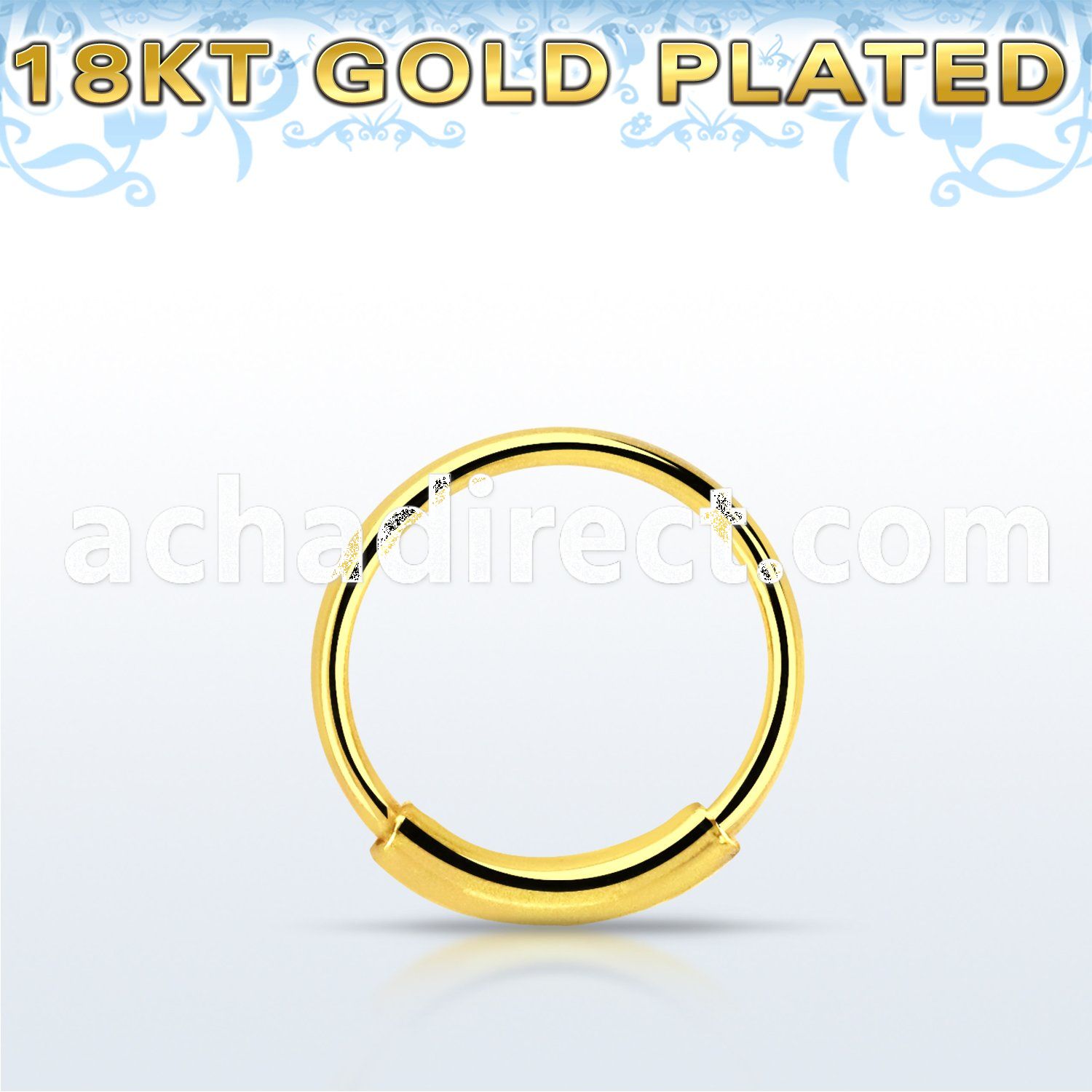 ns01rg sterling silver endless nose hoop with 18k gold plating