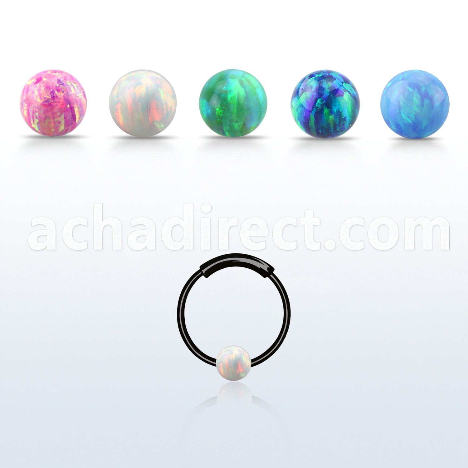 ns02blo black silver endless nose hoop w 3mm synthetic opal ball
