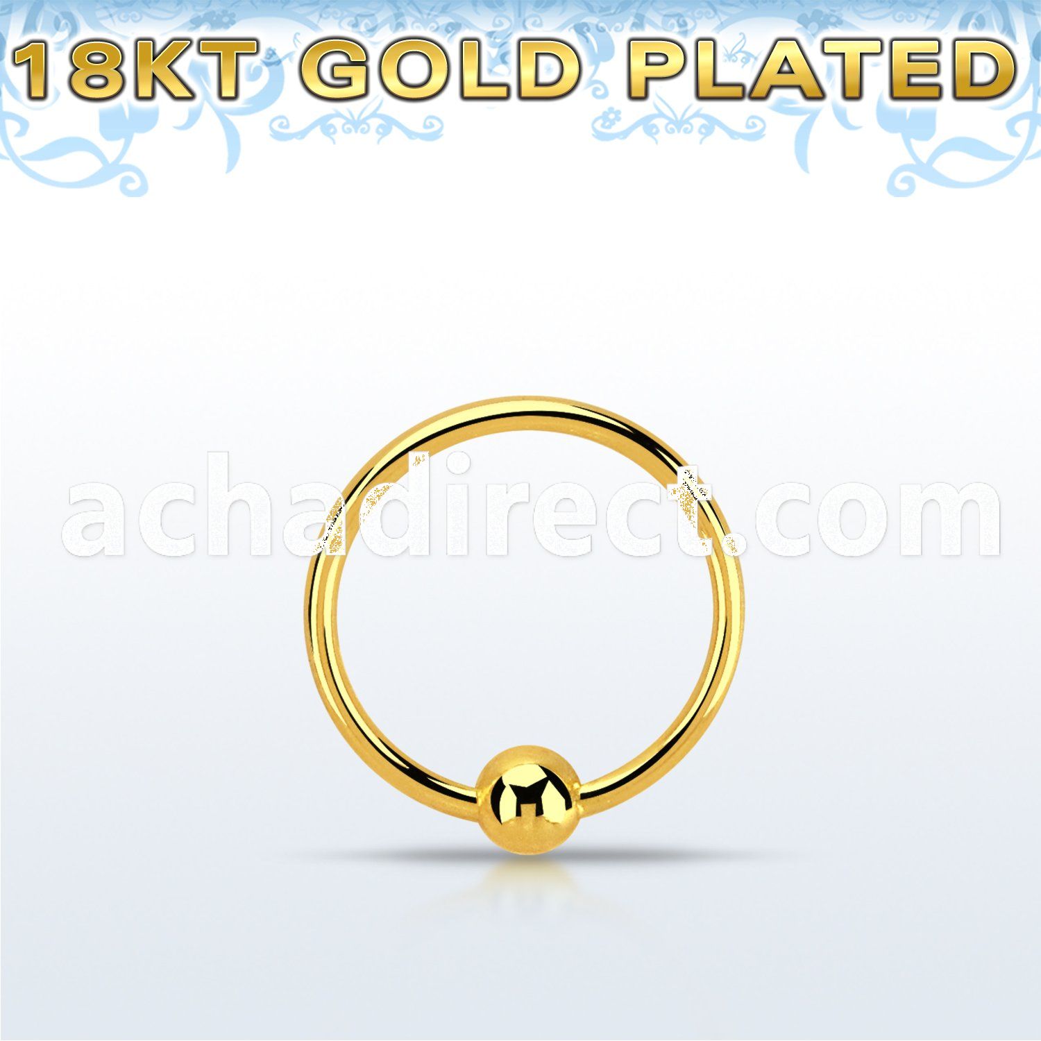 ns05rg silver nose hoop w 18k gold plated ball diameter 8mm