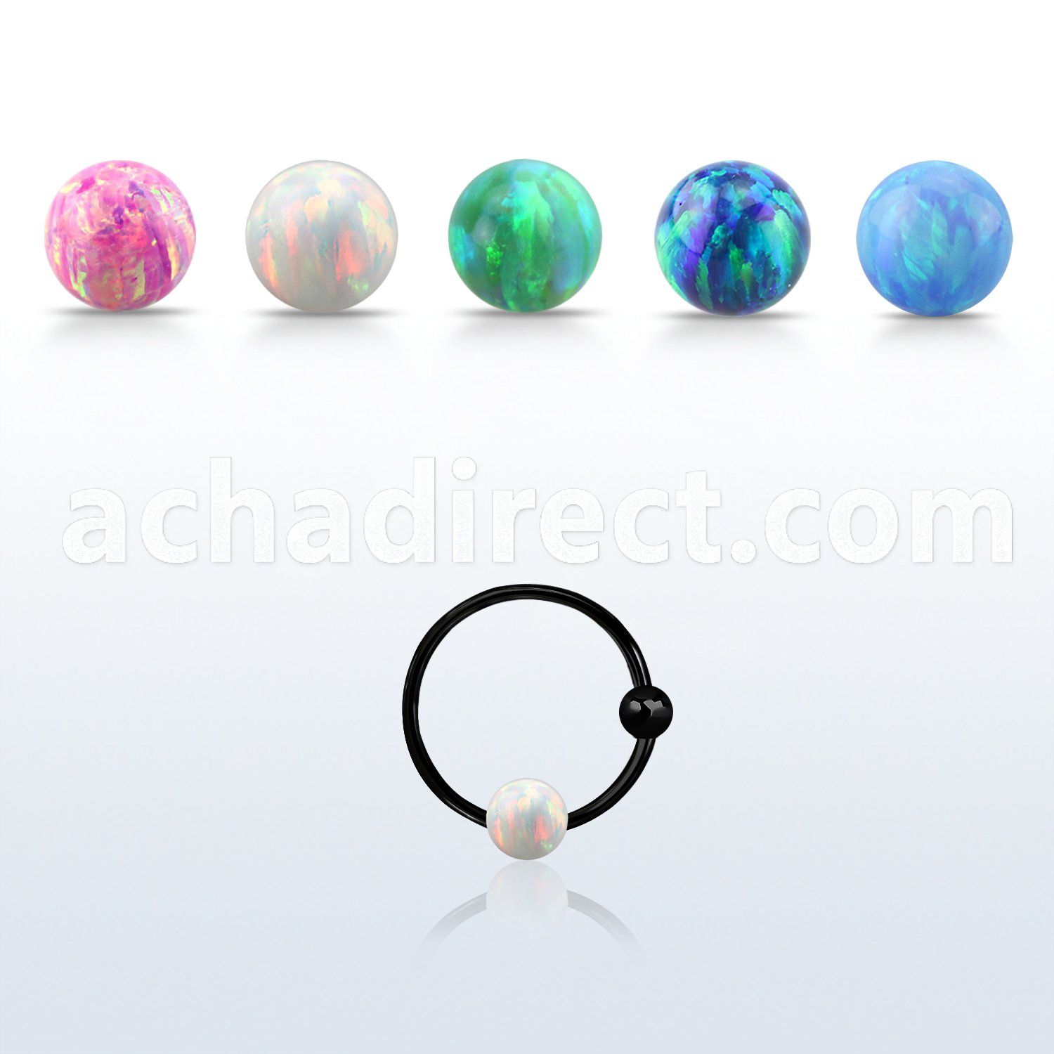 ns06blo black silver nose hoop w ball 3mm synthetic ball 10mm