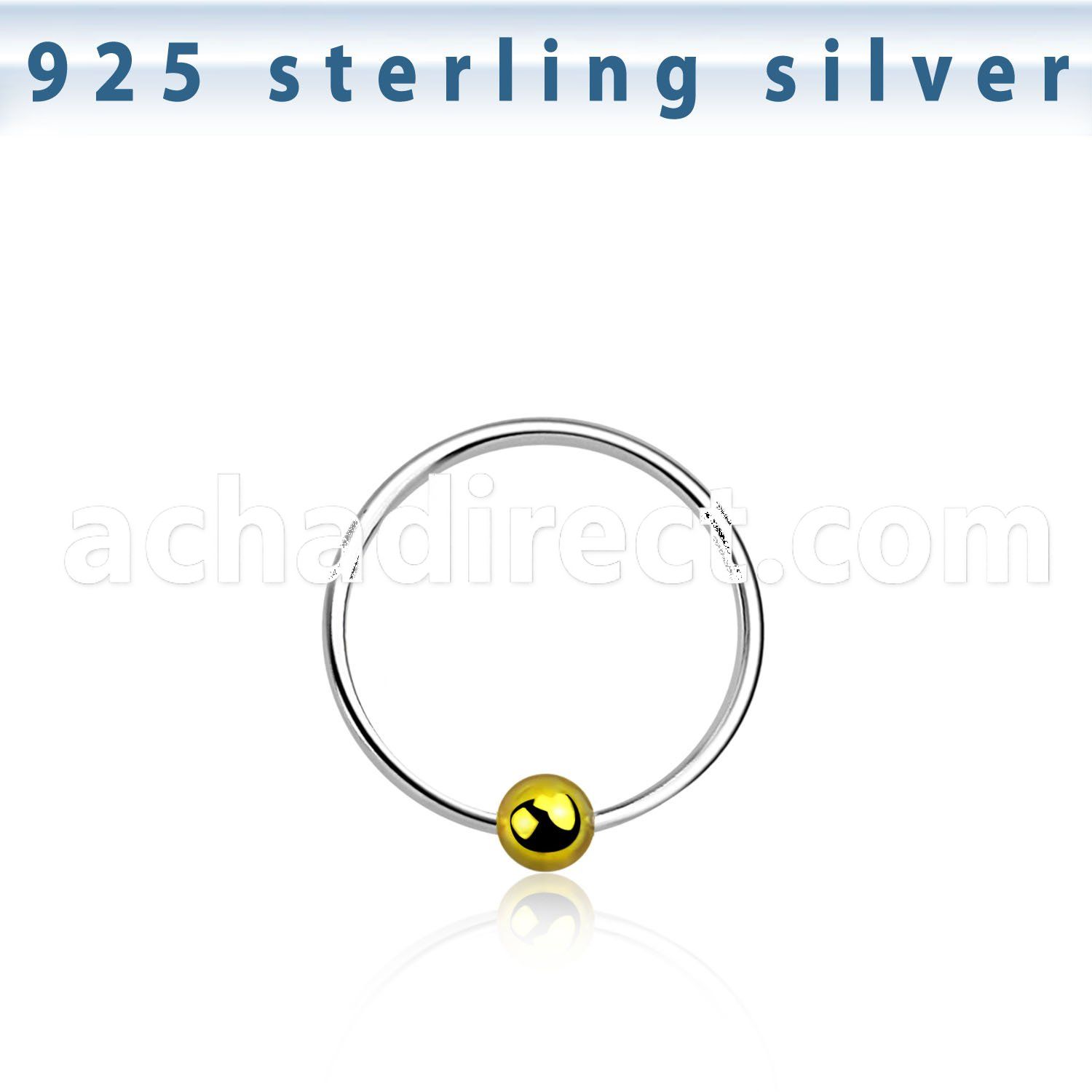 ns06gb silver nose hoop with gold plated ball diameter 10mm