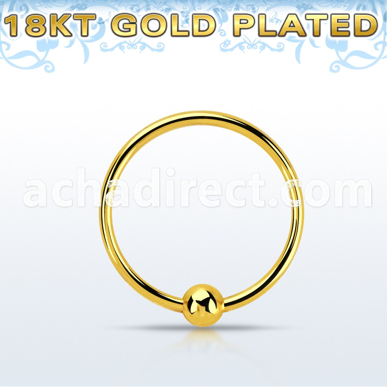 ns06rg sterling silver nose hoop with 18k gold plated ball