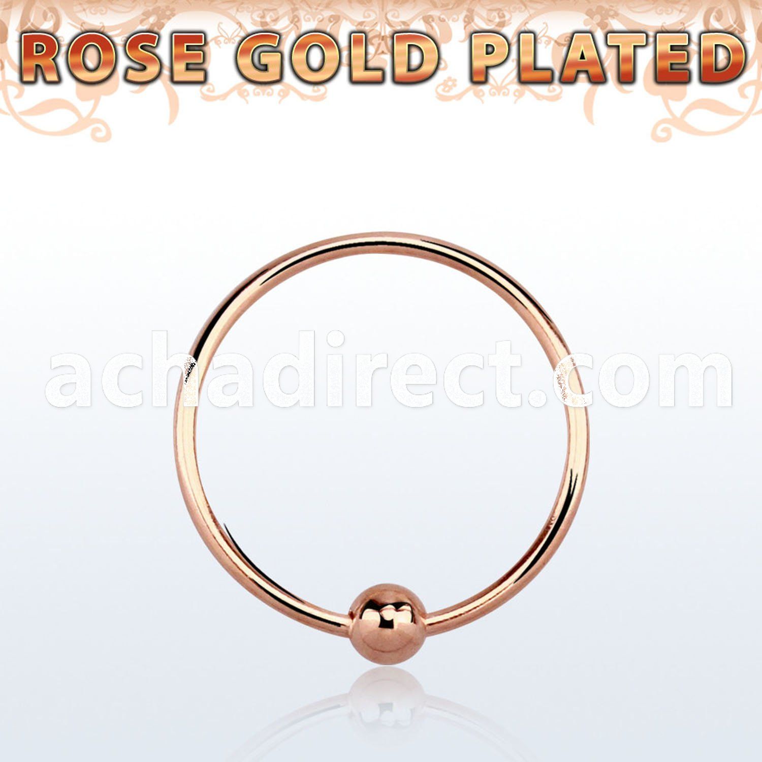 ns06rs rose gold silver nose hoop w ball w diameter of 10mm