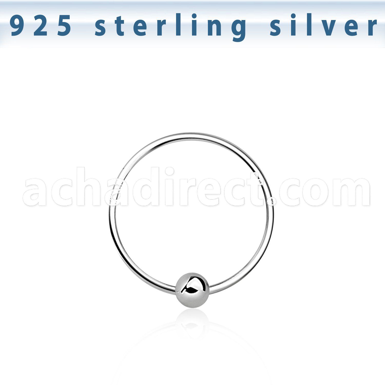 ns07 sterling silver nose hoop with ball diameter 12mm
