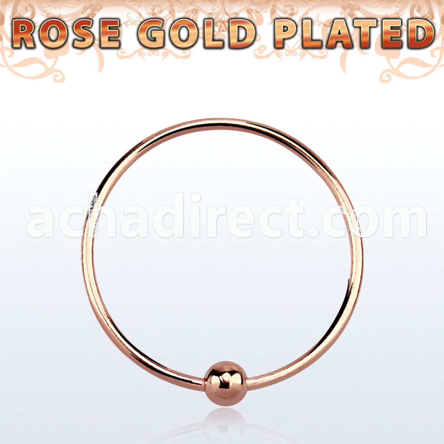 ns07rs rose gold silver nose hoop w ball w diameter of 12mm