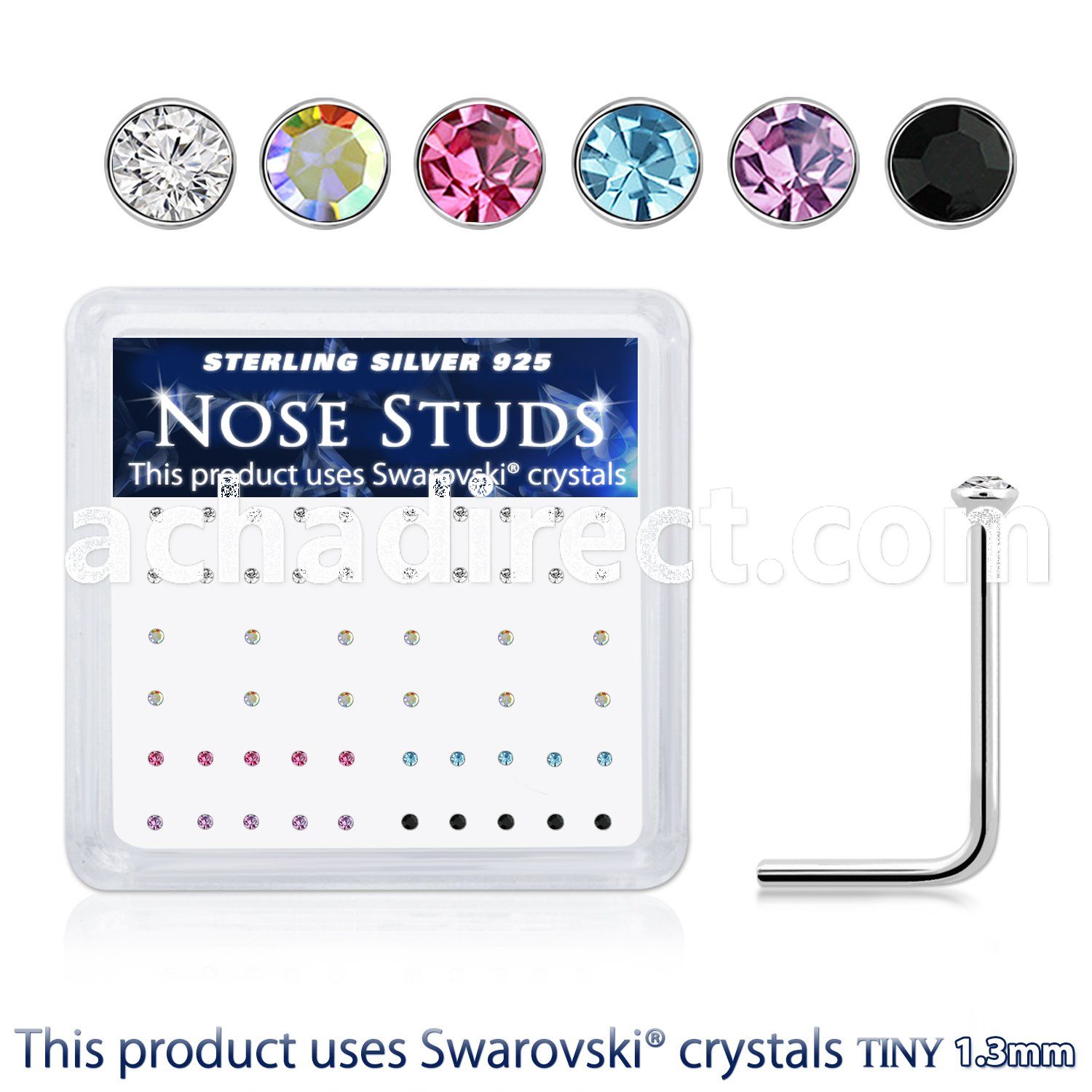 ns6mxsw 925 silver nose studs assorted swarovski crystal