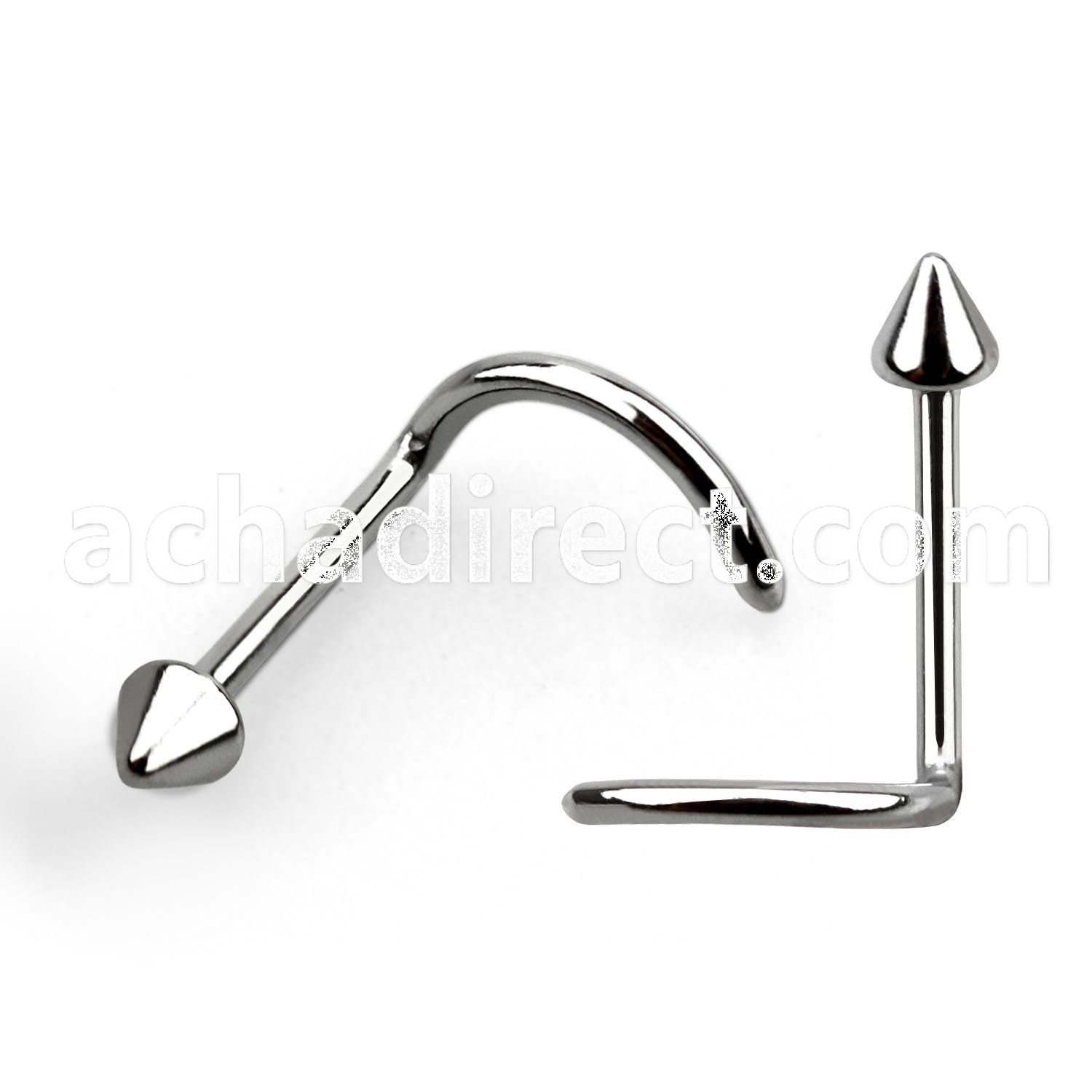 nscn high polished 316l steel nose screw with 2mm cone top