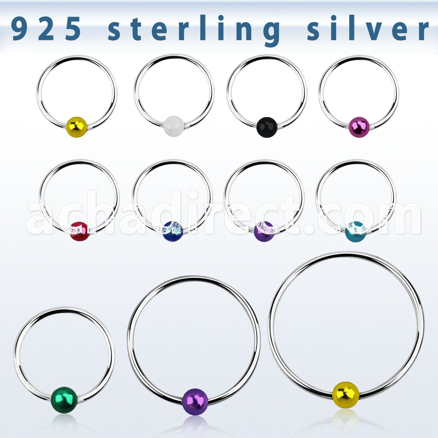nskb sterling silver nose hoop with a color plated ball