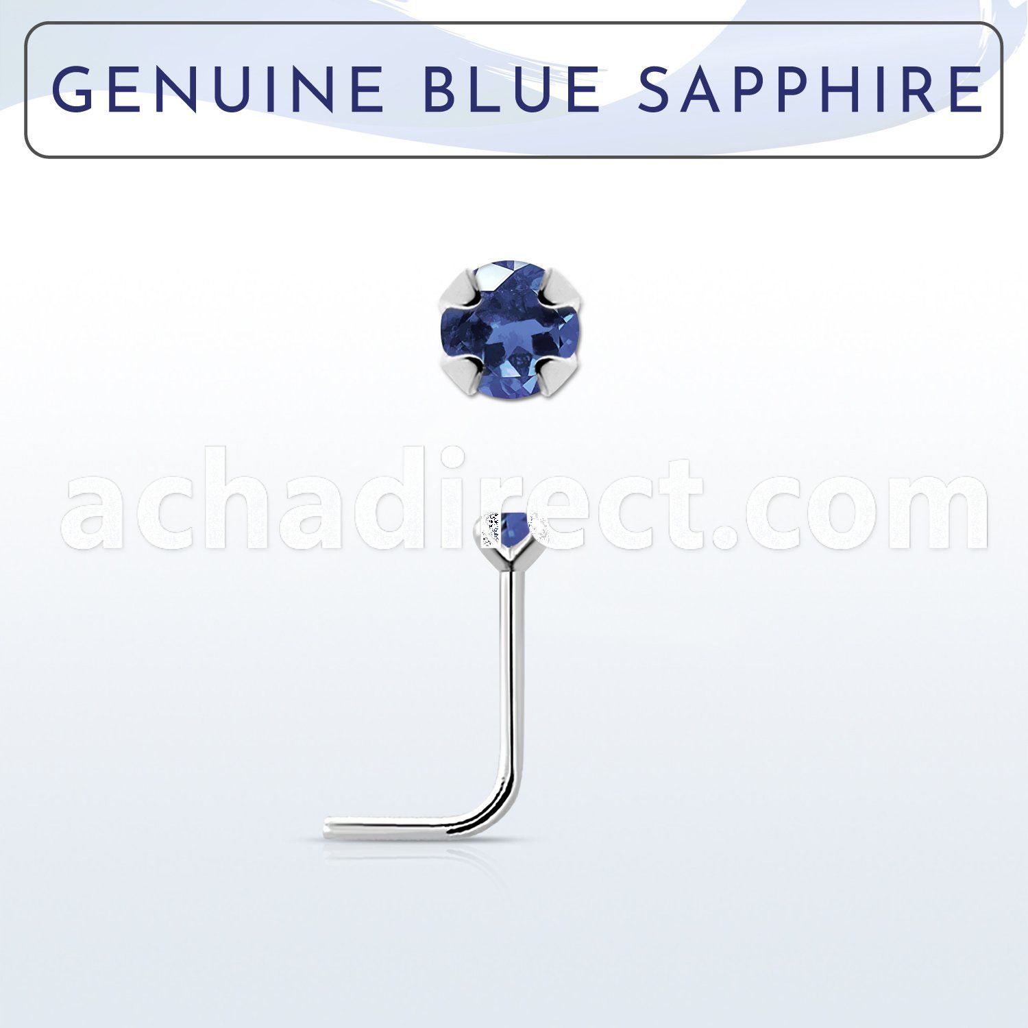 nspge9 925 silver nose stud w a blue sapphire stone