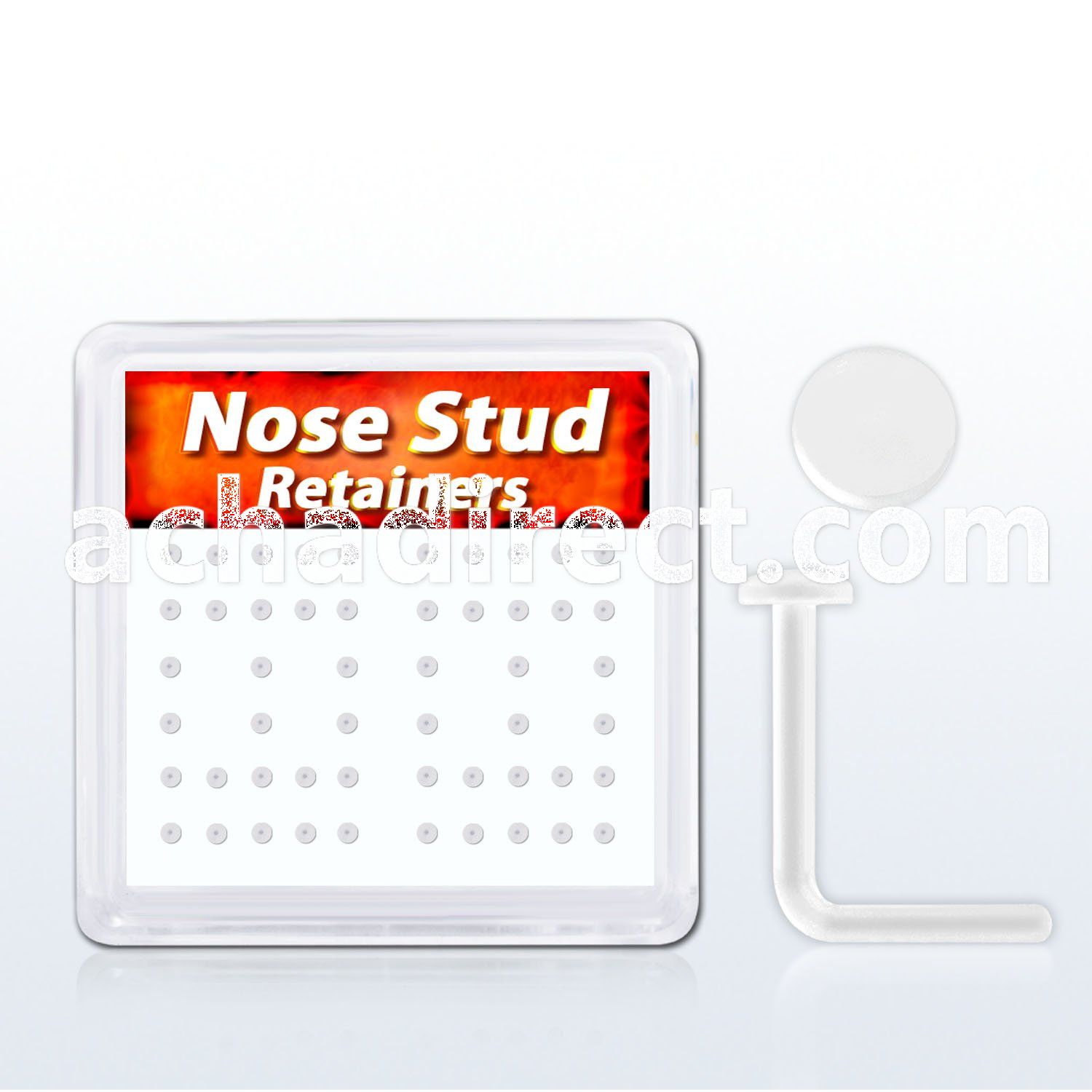 nsrtdbx box w 52 flex nose stud retainer w 2mm flat disk top