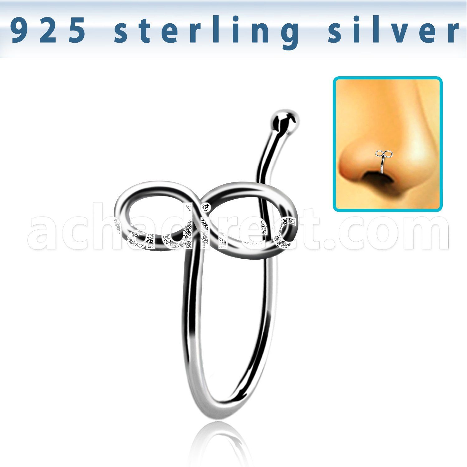 nvcl10 silver fake nose clip with infity symbol shaoed top