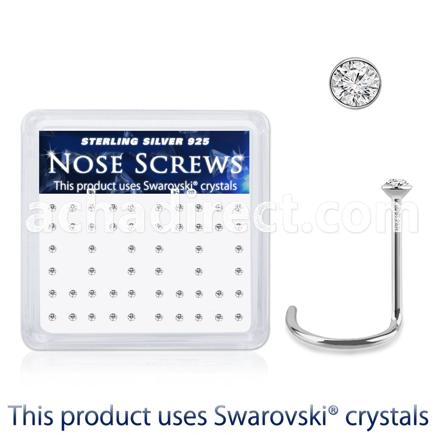 nw9cxsw 925 silver nose screws swarovski crystal