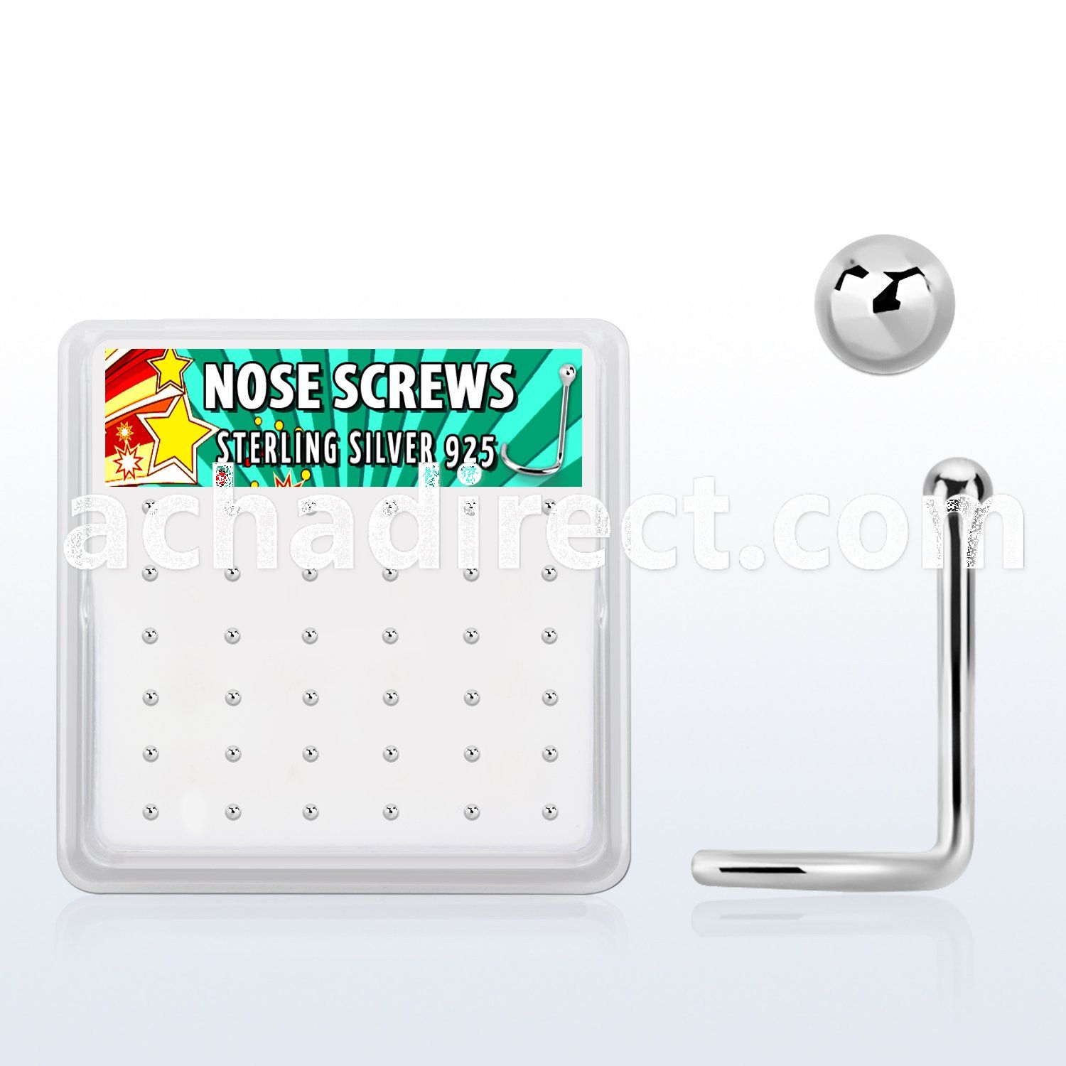 nwsv15bx box of silver nose screws, 20g w 1.5mm ball shaped top