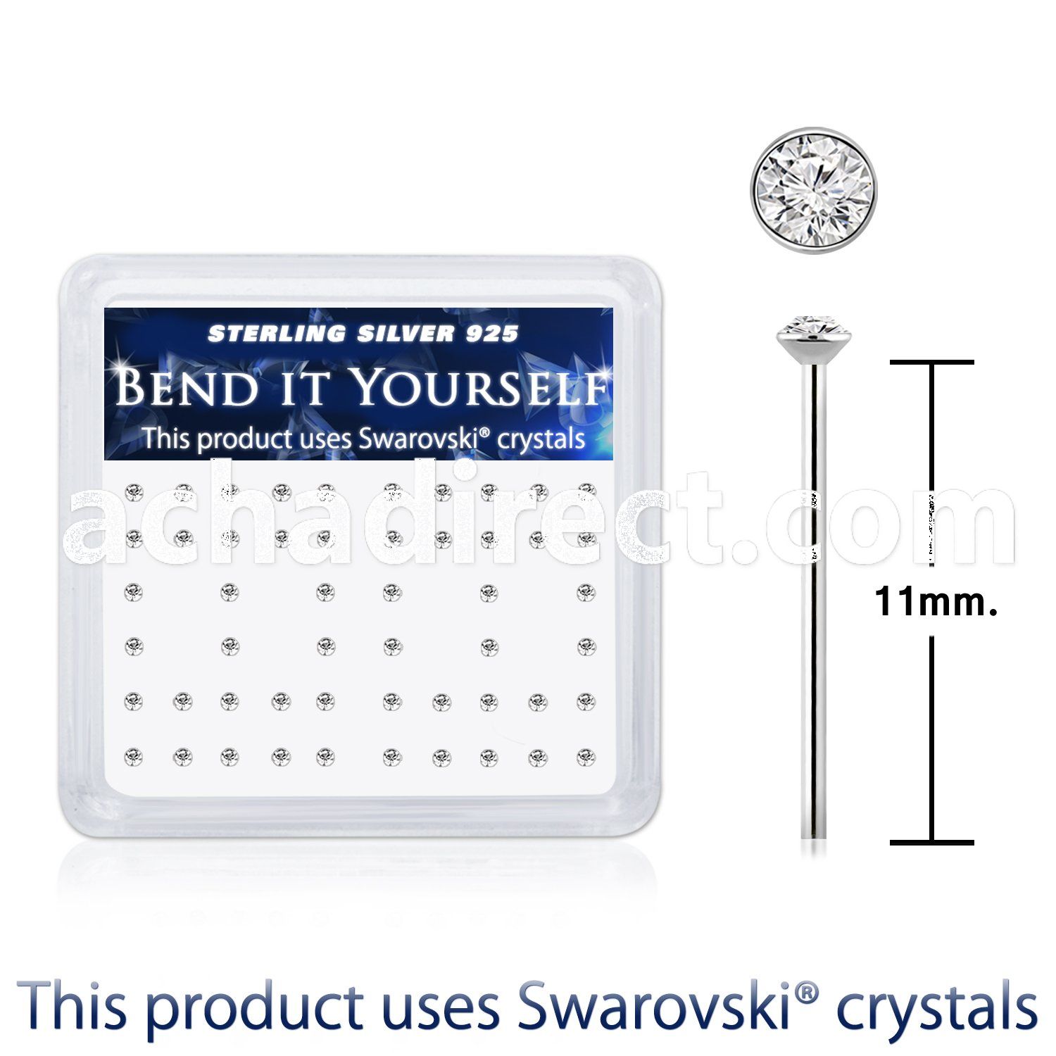 ny9cxsw 925 silver nose studs swarovski crystal