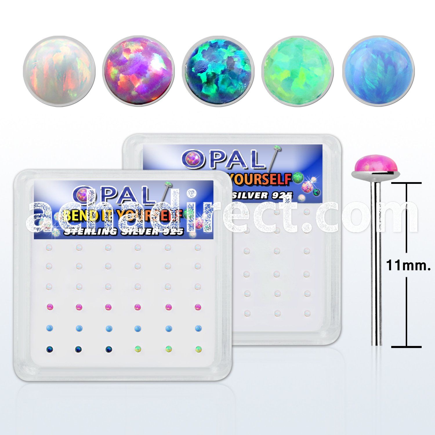 nyo15 box w 925 silver bend it nose studs w synthetic opal