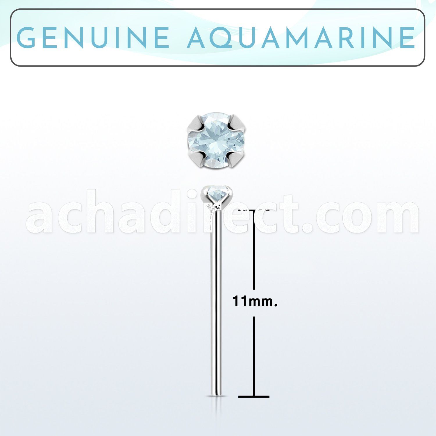 nypge8 925 silver bend it yourself nose stud w a aquamarine 