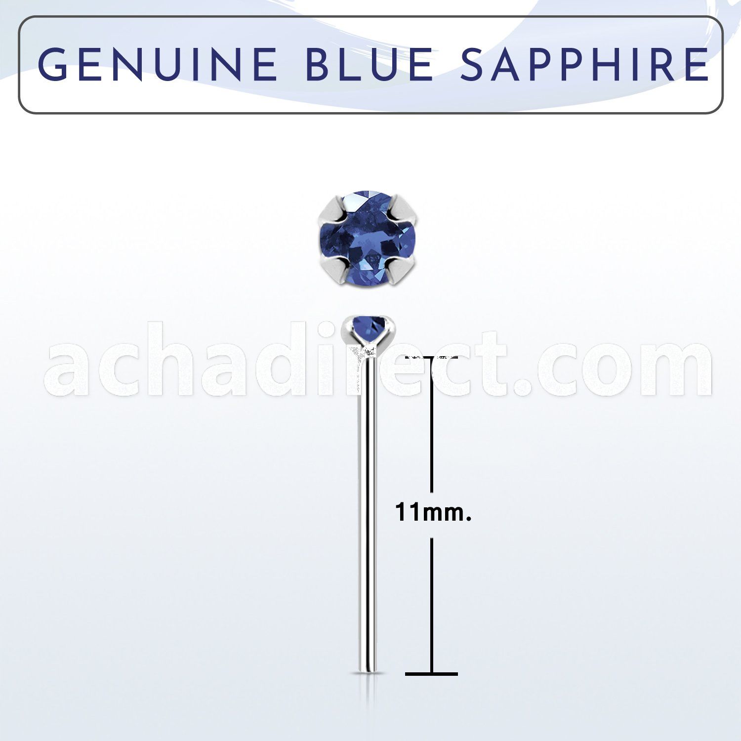 nypge9 925 silver bend it yourself nose stud w blue sapphire 
