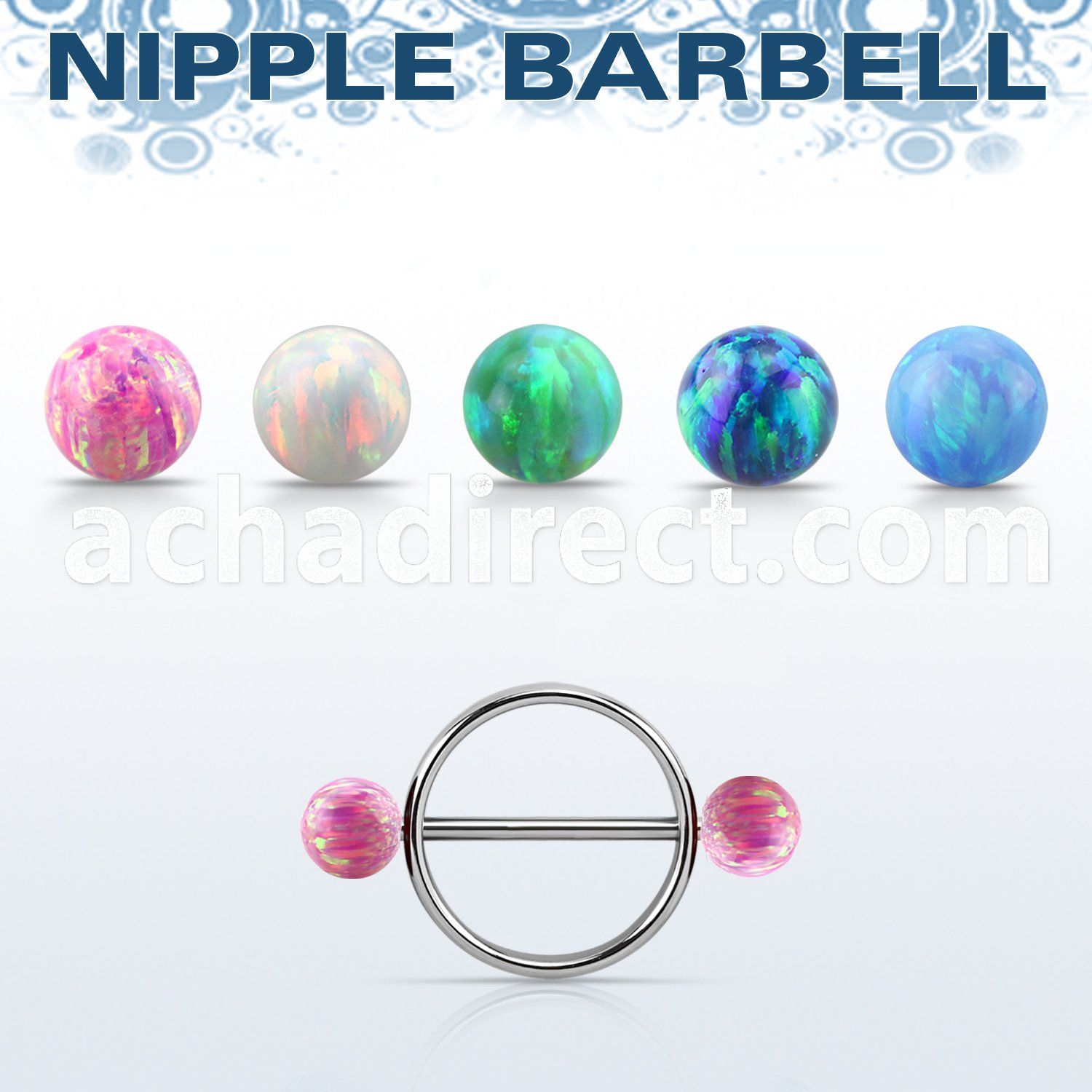 opnpe5 316l steel round nipple shield w 5mm synthetic opal ball