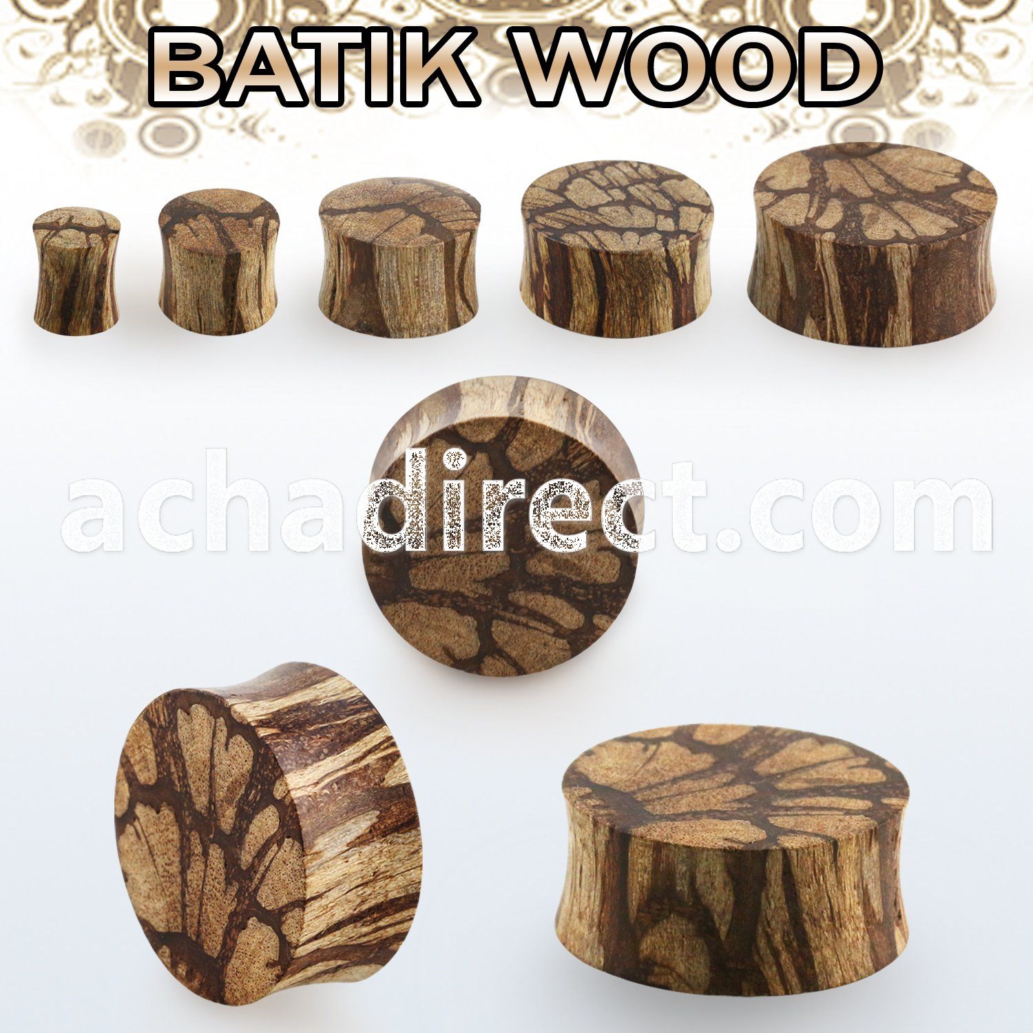 pba organic double flare batik wood plug