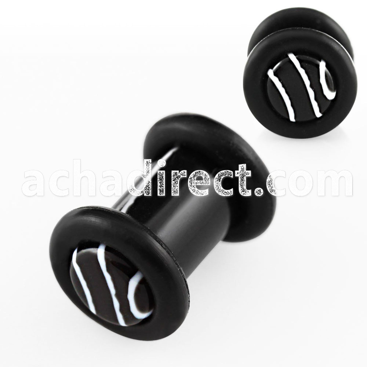 pgmb4 black acrylic single flared plug with marble logo