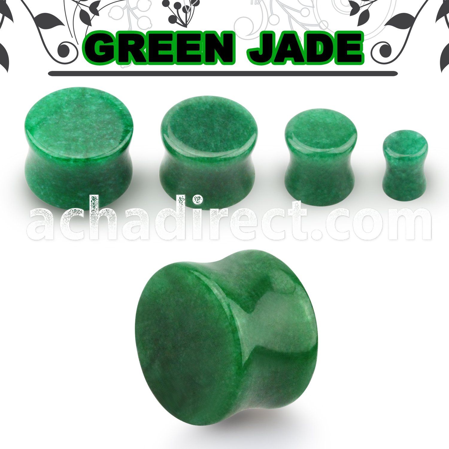 pgsaa real jade double flared stone plug size 3mm 16mm