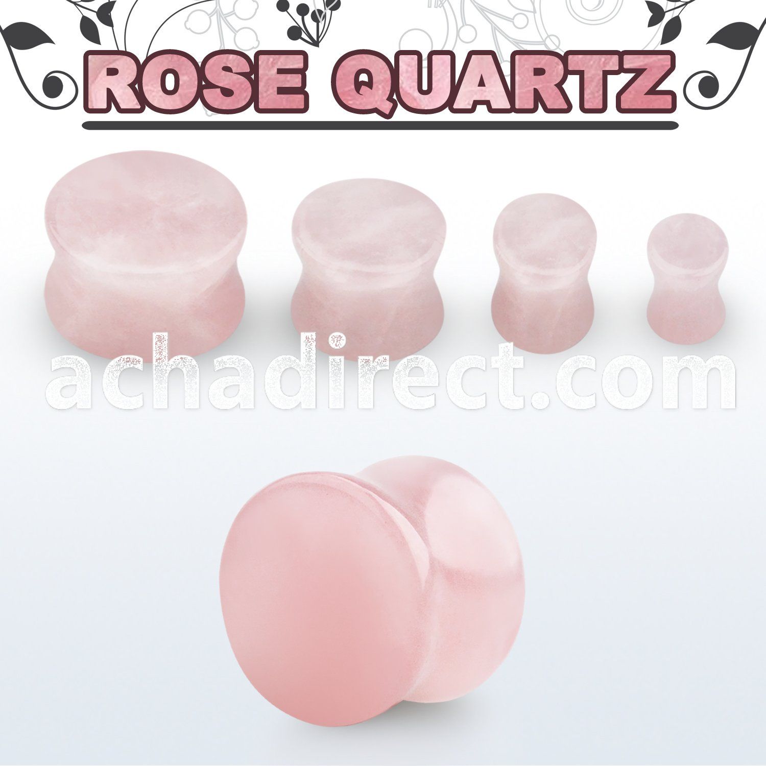 pgscc rose quartz double flared stone plug