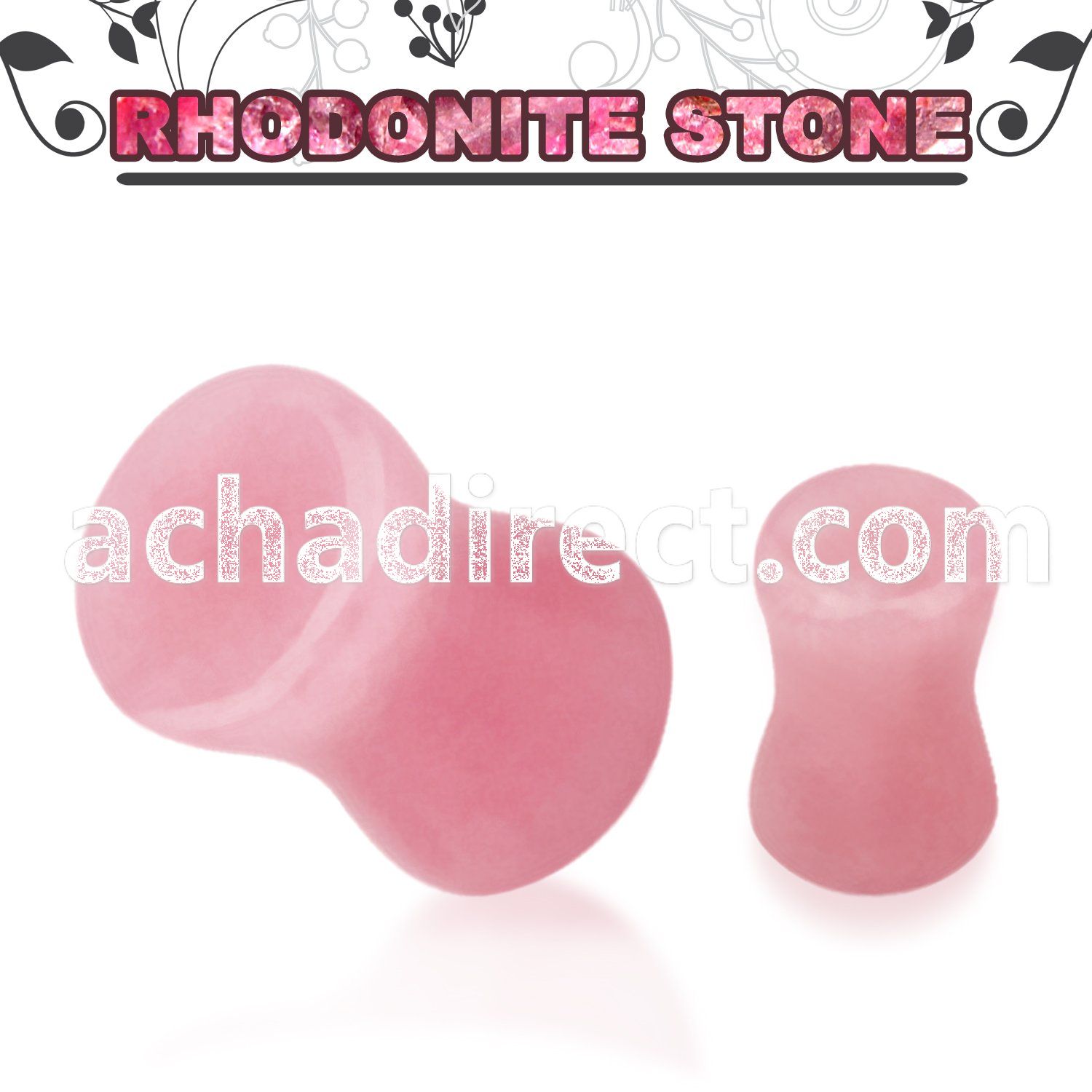 pgsdd rhodonite double flared stone plug size 3mm 12mm