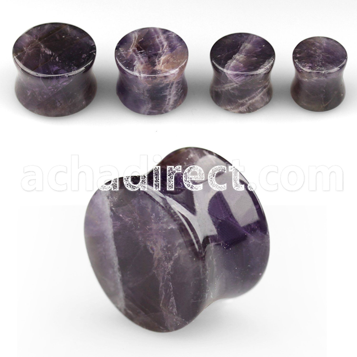 pgsff amethyst double flared stone plug size 4mm 16mm
