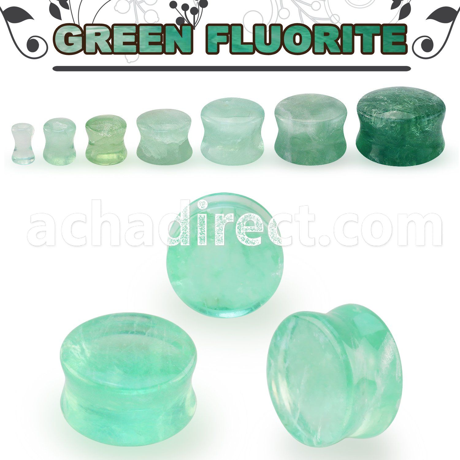 pgsqq green fluorite double flare stone plug