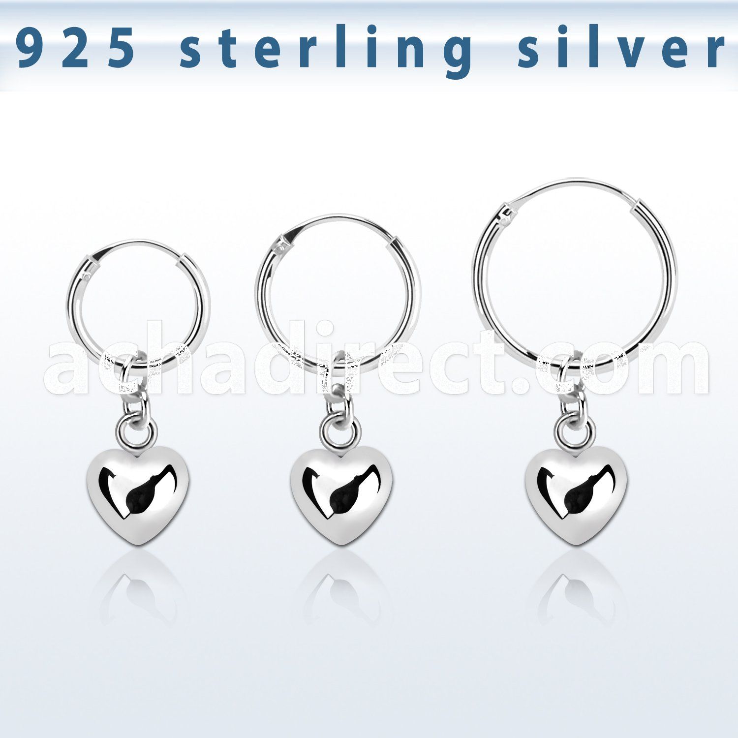 phod48 silver helix hoop earring w silver heart dangling