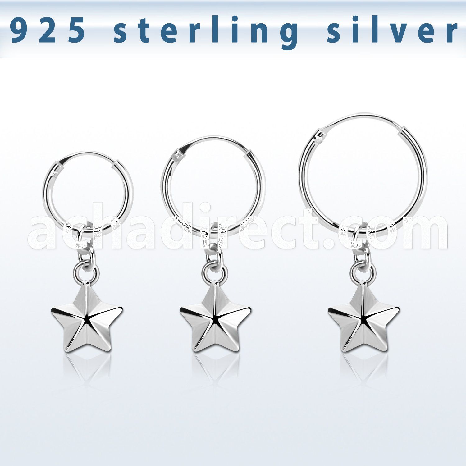 phod49 silver helix hoop earring w silver star dangling