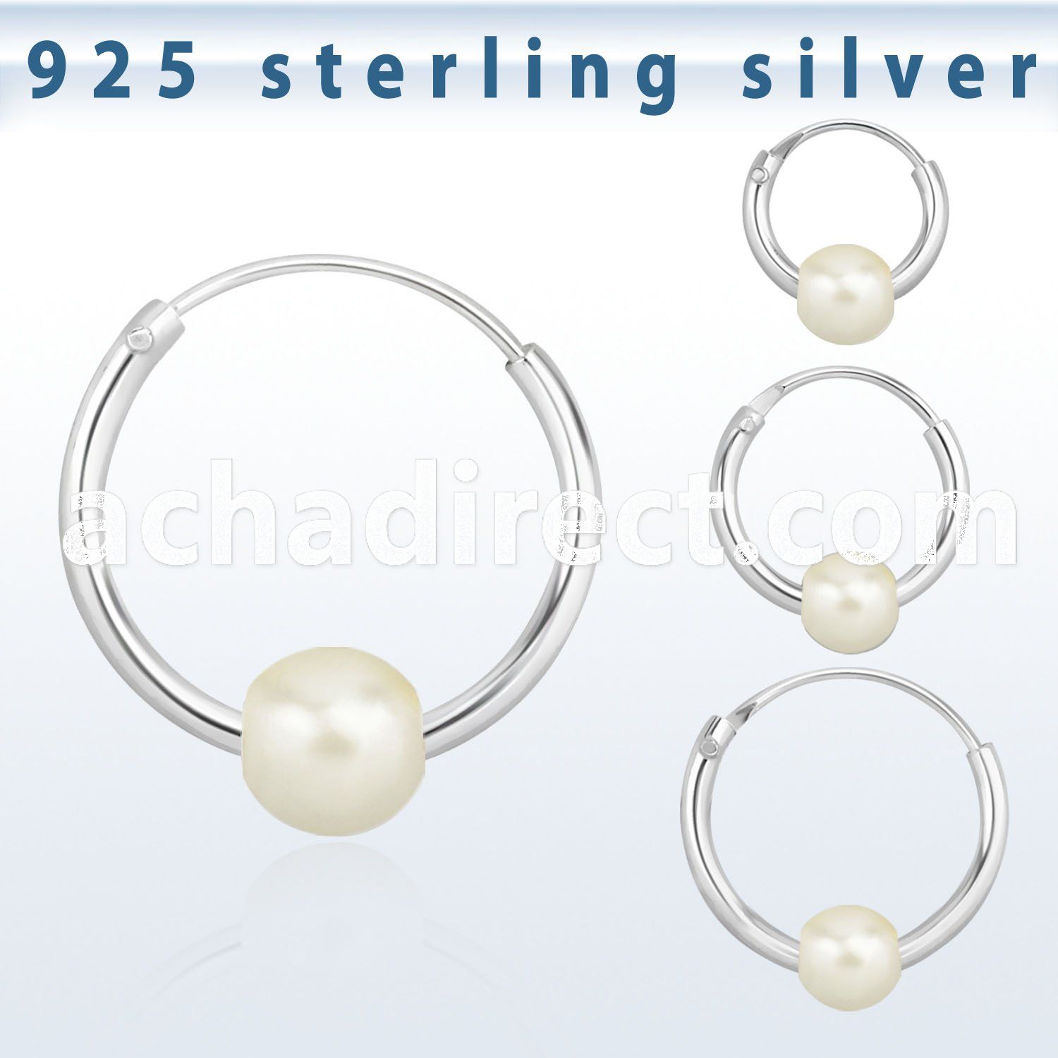 phop pair of plain silver hoop earrings with a 4mm pear ball